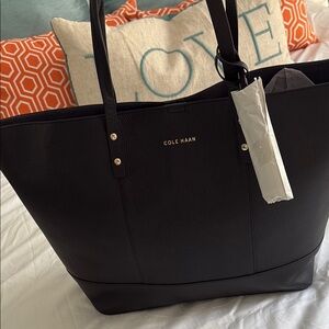 Cole Haan Black Pebbled Leather Bayleen Tote NWT